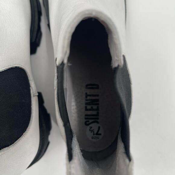 SILENT D Cress Chelsea Boot Size 38 (US 7/7.5) White Leather Lug Sole Slip On - Picture 10 of 16